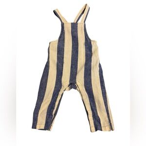 Tea Collection Unisex Adjustable Striped Blue and Cream Kids Overalls 18-24m